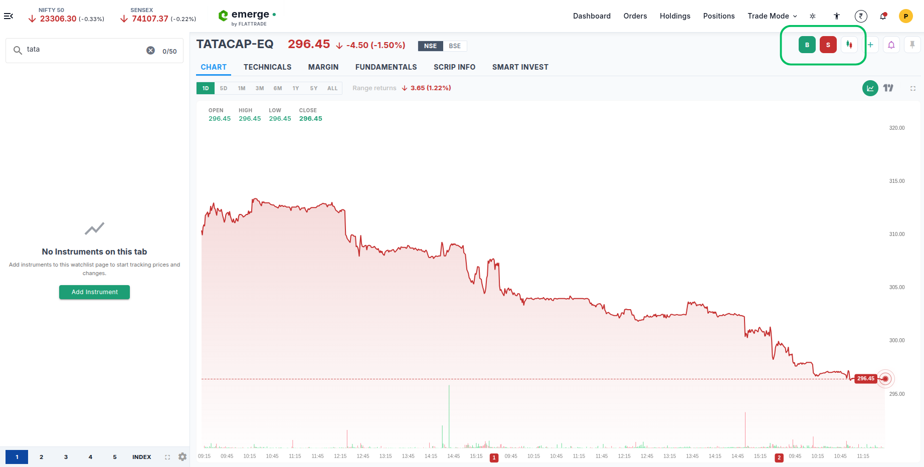 Select your stock on Emerge platform