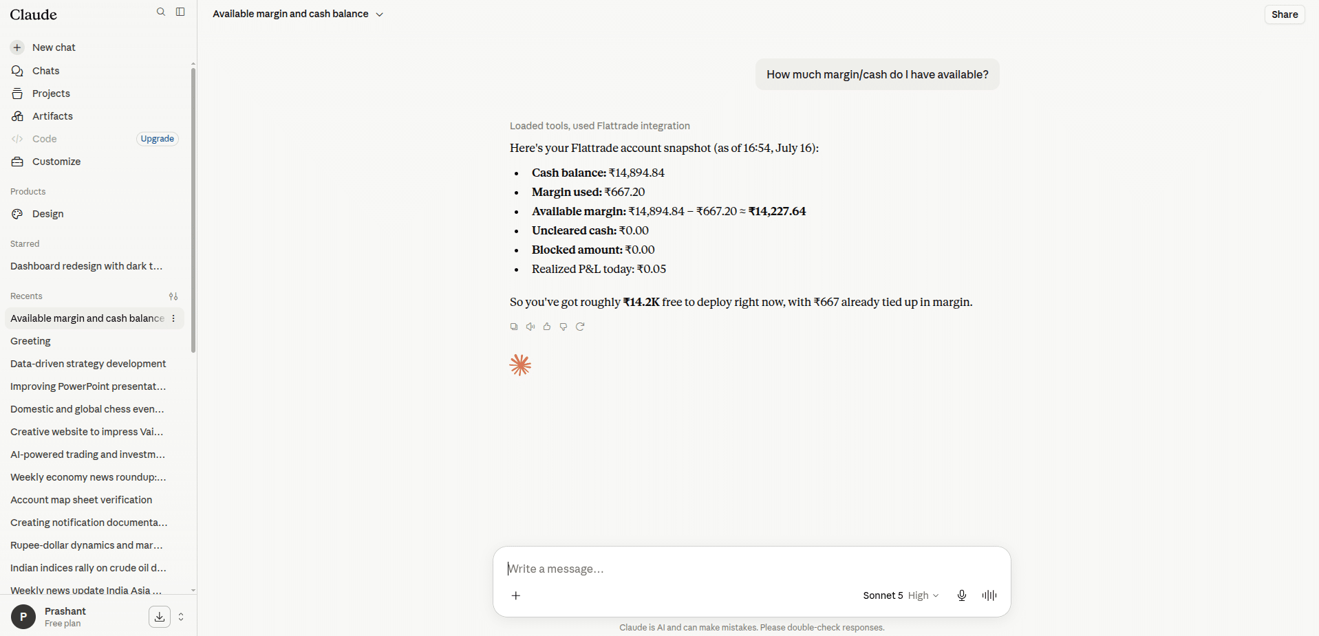 Successful query processing results screen